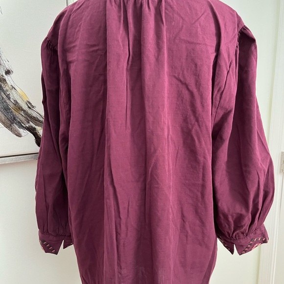 NWT Women's Bishop 3/4 Sleeve Plum Passion Embroidered Blouse - Knox Rose™ - Picture 9 of 11